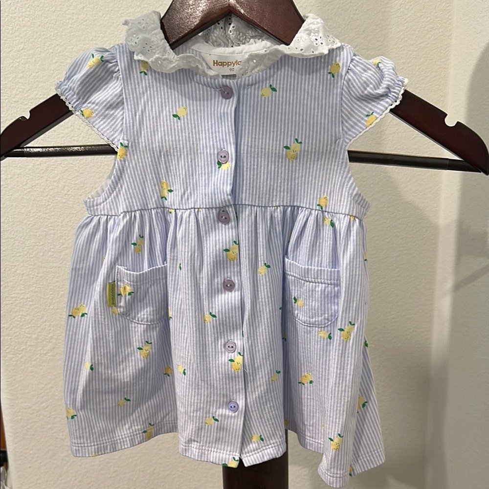 Blue Striped Kids Casual Dress